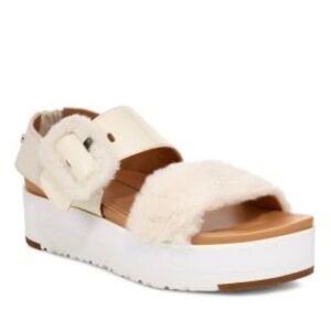 UGG Cream and White Cozy Platform Sandals